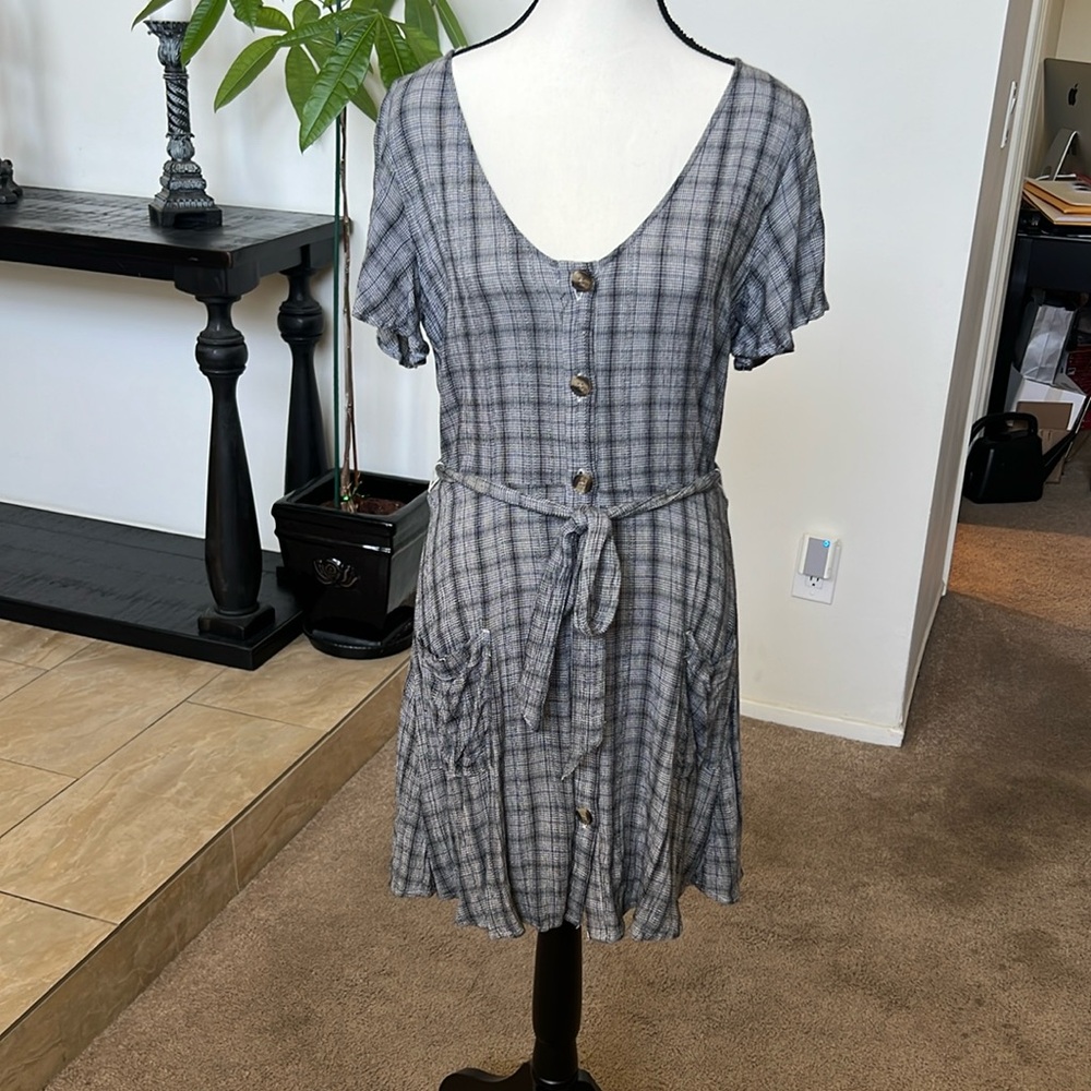 American Eagle Outfitters grey/blue Plaid Dress